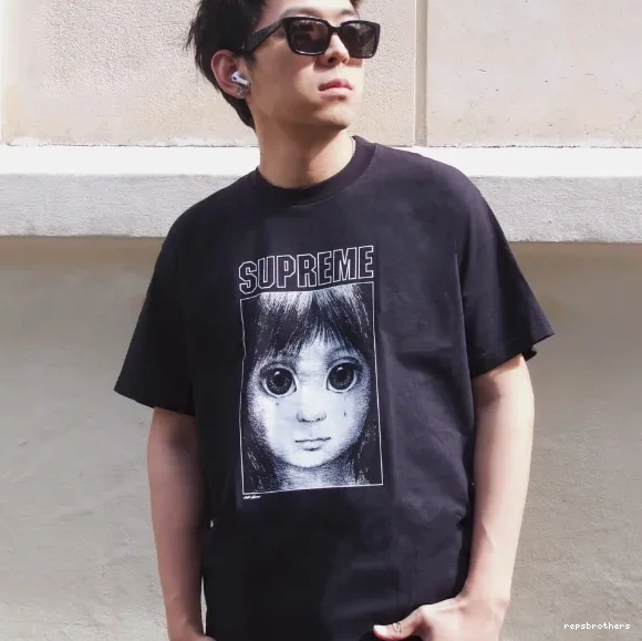 Black Keane Manga XL Big 24SS Margaret White Teardrop Tears and L S Tee M 1012